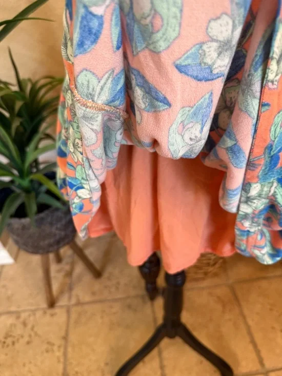 Free People Coral Peach Floral Mini Dress - Picture 11 of 14